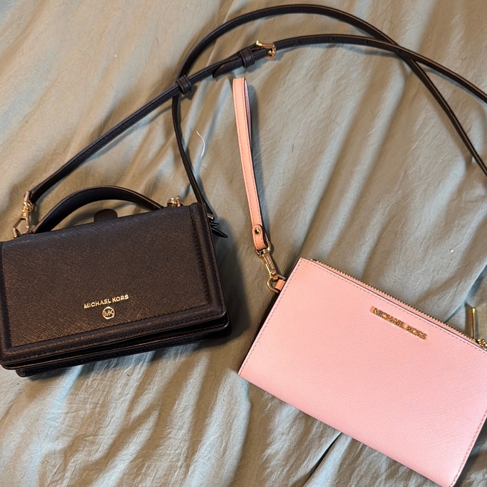 Michael Kors Black and Pink Crossbody Bag Set
